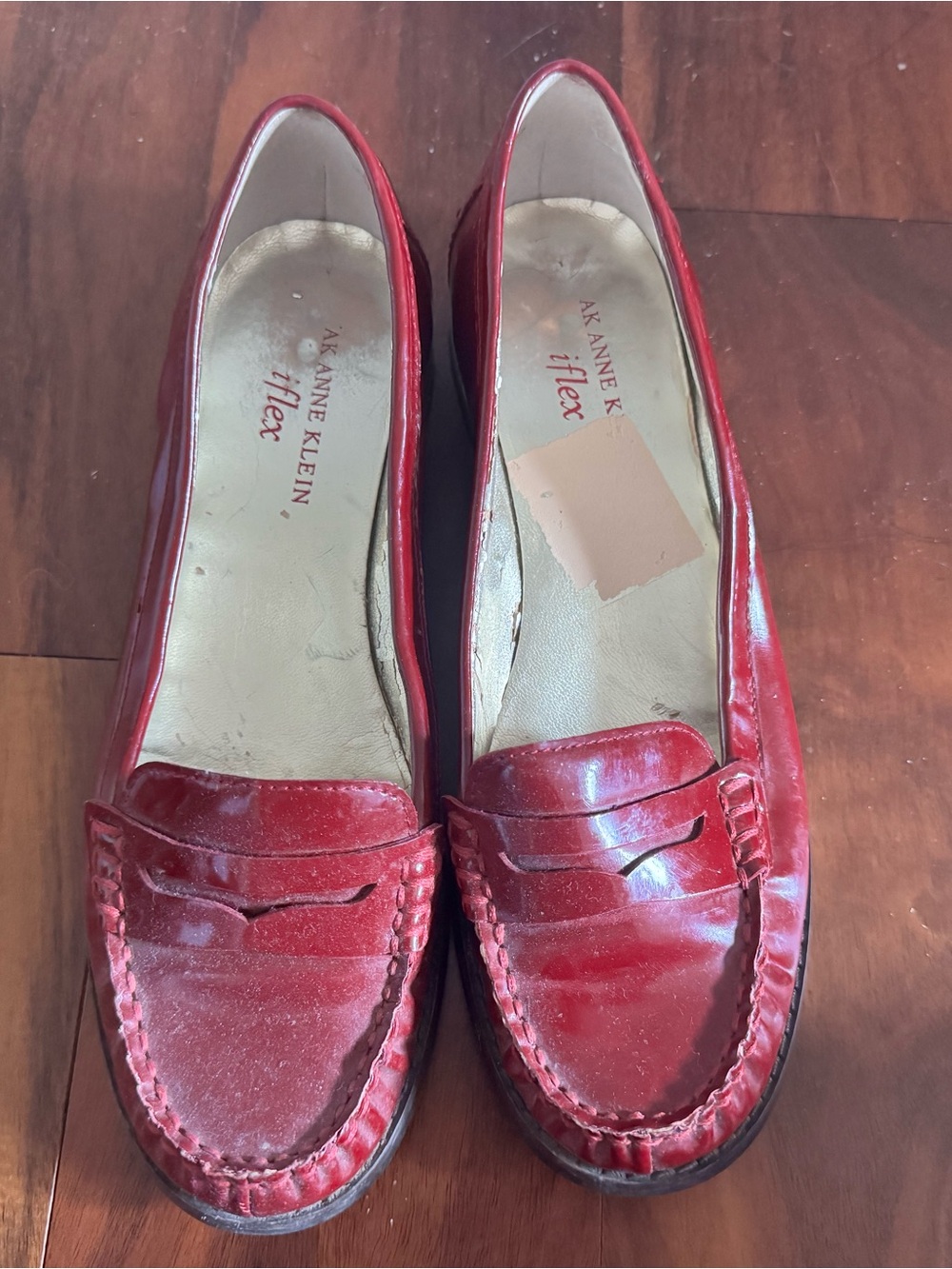 Anne Klein Red Patent Leather Penny Loafers